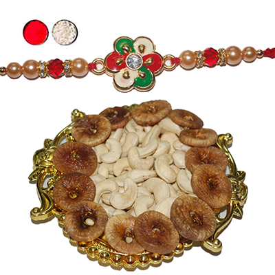 "Rakhi - ZR-5390 A (Single Rakhi) , Dryfruit Thali - code RD400 - Click here to View more details about this Product